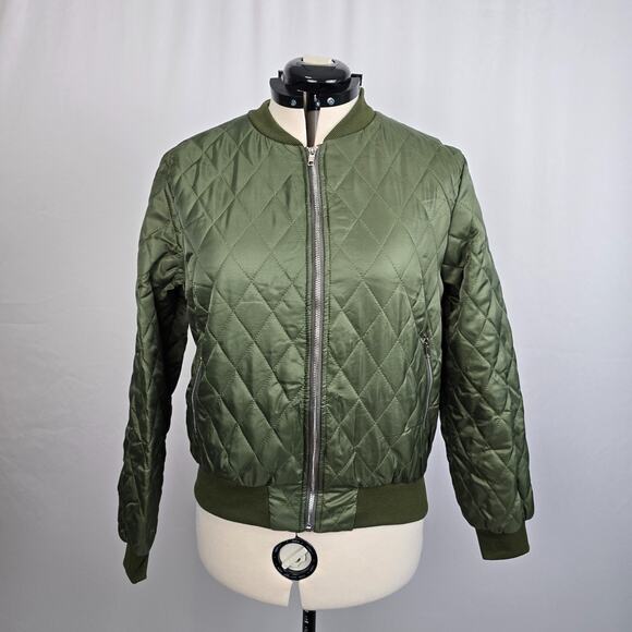 Eilly Bazar Jackets & Blazers - Eilly Bazar Quilted Bomber Jacket Women's L Green Zip Up NWOT